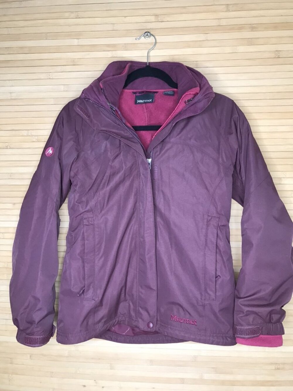 Marmot Coat Womens XS Burgundy 3in1 Jacket Removable Fleece Winter Skiing Snow